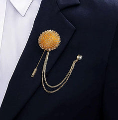 SYGA Men's & Women Suit Shirt Stud Lapel Pin Chain Tassel Brooch Pin with Crystal Chain(Golden bouquet)