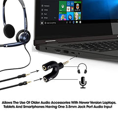 Sounce Audio Jack Headphones with mic, 3.5 mm Jack Splitter 2 Male 1 Female Black (U-Shape)