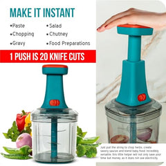 ISSVWO Tekcool Manual Hand Press Push Chopper with 6 Blades for Effortless Chopping Vegetables & Fruits (Assorted, 650 ml, Plastic).