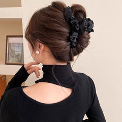 MOMISY Non-Slip Hair Claw Clips for Women, Large Jelly Jaw Clutcher Clamps, Hair Accessories for Long Thick Hair (Fabric-Black)