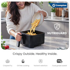 Crompton Ameo Edge 5L Digital Air Fryer, NutriGuard Technology, 10 Preset Menus, Interactive Digital Display, SilentPro Technology, Edge-to-Edge Design,1 Year Warranty (ACGAF-AMEO EDGE 5L)