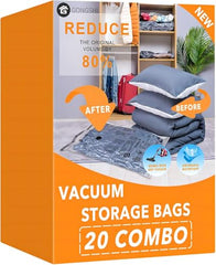 GONGSHI Plastic 24 Pack Vacuum Storage Bags with Electric Pump, (5 Jumbo, 5 Large, 5 Medium, 5 Small, 4 Roll Up Bags) Space Saver Bag for Mattress, Blanket, Duvets, Comforters,Travel, Transparent
