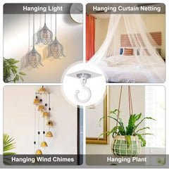 Heavy Duty 360° Rotating Self Adhesive Ceiling Hooks – No Drill, Waterproof Sticky Hooks for Hanging Plants, Wind Chimes, Lights & Mosquito Nets (360° Rotating Ceiling Hooks Pack of 5) (BLACK)