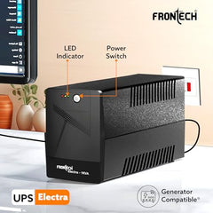 FRONTECH UPS Force Static Converter - 600VA/360W | 12V/7Ah Lead Acid Battery, Maintenance Free Battery, LED Indicator, Power Backup & Protection for Home/Office PC and Desktop (2569 - Black)