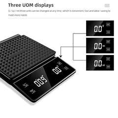 Evolt Digital Coffee Scale with Timer, 0.1 g to 3 kg Precision, for Coffee Brewing and Baking