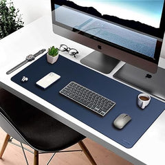 V-CUBE DESIGNS Premium Vegan Leather Desk Mat 90X45cm 2.4mm Thick&Padded|Laptop Mat/Extended Mouse Pad/Stitched, Reversible, Sturdy Deskspread with High Tear/Peel Strength|Anti-Slip,Splash-Proof|Blue