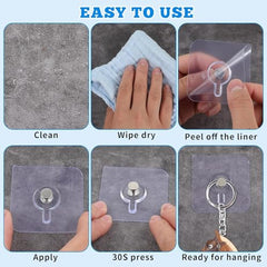 Shivstor 15 Pack Self Adhesive WallHook Heavy DutyHook for Hanging Without Drilling Transparent Nail Free StickyHook Strong Wall Hanger Set of 15 FlowerHook for Kitchen Bathroom Home Storage