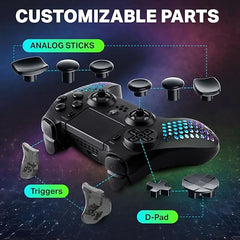 NITHO HEXAGON Wireless Gaming Controller for PS4, PS5 (with PS4 Games Only), PC, Android & iOS, Gamepad Joystick with 6-Axis Motion Sensor | RGB LED Lights | Vibration | Touchpad | Trigger Sets | Built-in Speaker