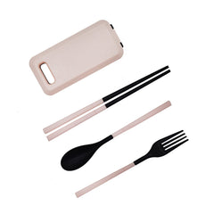 SYGA Travel Portable Cutlery Spoon Portable Camping Box Picnic Chopstick Set Peach