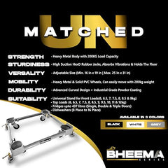 Bheema Series 100% Metal Body Dishwasher Stand with Wheel Trolley Replacement for Dishwasher Machine 8, 12, 13, 14, 16 Place, Adjustable Size, 200kg Load Capacity, by LSRP'S Universal Fit, Grey Color