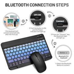 Bluetooth Keyboard and Mouse Combo Rechargeable Portable Wireless Keyboard Mouse Set for Apple iPad iPhone iOS 13 and Above Samsung Tablet Phone Smartphone Android Windows (Gradient White Purple)
