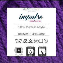 WOAFASHIONS - World of Arts Impulse Hand Knitting & Crochet Yarn, Premium Acrylic, 4 : Medium (Anchor Grey) (100gms / 3.5oz / 200mtr / 218yds)