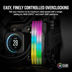 CORSAIR Vengeance RGB DDR5 RAM 32GB (2x16GB) 6400MHz CL36-48-48-104 1.35V AMD Expo Intel XMP 3.0 Desktop Computer Memory – Gray (CMH32GX5M2B6400Z36)