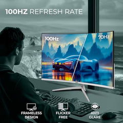 Foxin 24 Inch FHD Flat LED Monitor 1920x1080 Pixel Elite Series | Flat Panel, HDMI & VGA Port, 100Hz Refresh Rate, Frameless, Slim Bezel, Wall Mountable, 16.7 M Colors | 3 Years Warranty | White