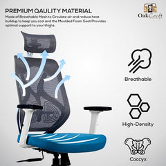 Oakcraft Hurricane Premium Ergonomic Office Chair | Dynamic 2D Lumbar Support | High-Back Executive Chair for Office, Home & Workstation