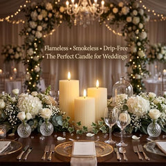 CAVY LED Glass Pillar Candles Light with Acrylic Fiber Glass | Flameless Smokeless Decorative LED Candles Faux Dancing Wicks | Perfect for Diwali Decoration, Home Decor, Gifting, Wedding (Set of 5)