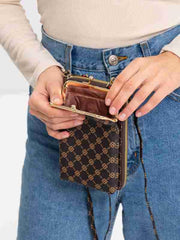 MOMISY Mobile Bag Cellphone Sling Bag Card Holder Wallet Handbag Crossbody multi-function Shoulder Bag for Girls & Women-Diamond (Brown)