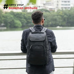 HARISSONS Carbon 15.6 Inch Business Travel Laptop Backpack | Anti-Theft Pocket, Rain Cover & External USB Gate | 30L Durable Work + Travel Backpack for Men | Black