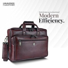 Hammonds Flycatcher Genuine Leather 15.6 Inch Laptop Office Bag for Men | 15.6” Padded Laptop Sleeve| 3 Zip Pockets| Detachable & Adjustable Strap| Pen,Wallet & Mobile Pocket |Durable|1 Year Warranty