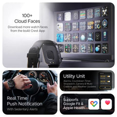 boAt Ultima Regal w/ 2.01”(5.10 cm) Crystal-Clear AMOLED Display, 1000 NITS Brightness,Premium Metal Body, Functional Crown, 100+ Sports Modes, Fitness Smart Watch for Men & Women (Steel Black)