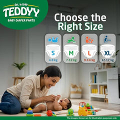 TEDDYY Easy Baby M Size Diaper Tape Style |126 Count (Medium) | 6-11 kgs (Pack of 2) | Quick Absorbency | Extra Super Soft | Anti - Bacterial | Wetness Indicator with Adjustable Grip Tapes