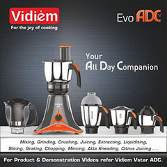 Vidiem Vstar Adc Blu Mixer Grinder 717 A|750 Watts|5 Jar In-1 Juicer|5 Leakproof Jars With Self-Lock, Wet And Dry, Chutneys & Curries|ABS Body|5 Year Warranty On Motor & 2 Year Product Warranty, Blue