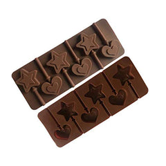 SYGA 6-Cavity Lolipop shap Chocolate Silicon Mould Candy Mould_StarHeart