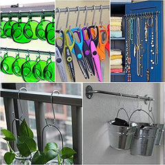 RARE-ZONE Heavy Duty Hooks Stainless Steel S Shaped Hanging Hangers Hooks for Kitchen, Bathroom, Bedroom and Office: Pan, Pot, Coat, Bag, Plants (Height - 3.5 Inch, Thickness - 4 mm) (12)
