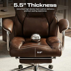 DROGO Emperium Office Chair for Work from Home 400LBS | Ergonomic Executive Boss Chair with PU Leather,High Back, Spacious Cushion Seat & Pumping Lumbar Support | Premium Metal Base & Footrest (White)