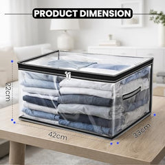 Storite 2 Pack Nylon Wardrobe Bag Underbed Cloth Storage Organizer | Moisture Proof Storage Bag, Storage box for Clothes Saree Bags, Zippered Closure & Handle - Magenta,37x34x23 cm