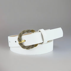 SYGA Women's Retro Snake-Shaped Pin Buckle Thin PU Belt All-Match Long Dress Accessory(White)