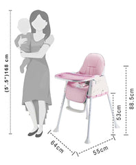 SYGA High Chair for Baby Kids,Safety Toddler Feeding Booster Seat Dining Table Chair with Wheel and Cushion(Pink)