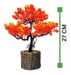 Dekorly Small Artificial Bonsai Tree Fake Plant Potted House Plants Japanese Pine Bonsai Plant Faux Bonsai for Home Indoor Decoration Office (Wooden Potted Plants, Design-G)