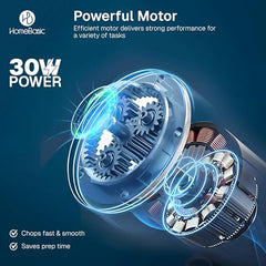 HOMEBASIC 350ml Rechargeable Electric Chopper | 6 Stainless Steel Blades | One-Touch Operation | Compact Mini Food Processor for Onion, Garlic, Ginger, Vegetables, Meat, Nuts | USB Charging