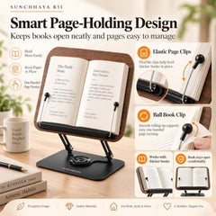 Sunchhaya Acrylic Book Stand for Reading – Clear Adjustable Book Holder with 360° Rotating Base, Foldable Reading Stand for Desk, Cookbook, Tablet & Laptop Stand, Height & Angle Adjustable (R22H)