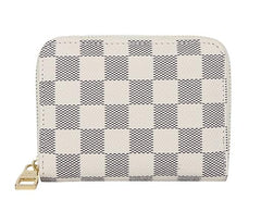SYGA New Chex Design Card Bag Fashion Multi-Card Business Card Bag Zipper Coin Purse Card Holder Supports(CHEX-White-Style-6)