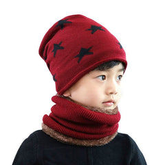 MOMISY Kids Winter Hat and Scarf Set, 2Pcs Warm Knit Beanie Cap and Scarf for 5-10 Years Old Boys and Girls (Wine Red S)