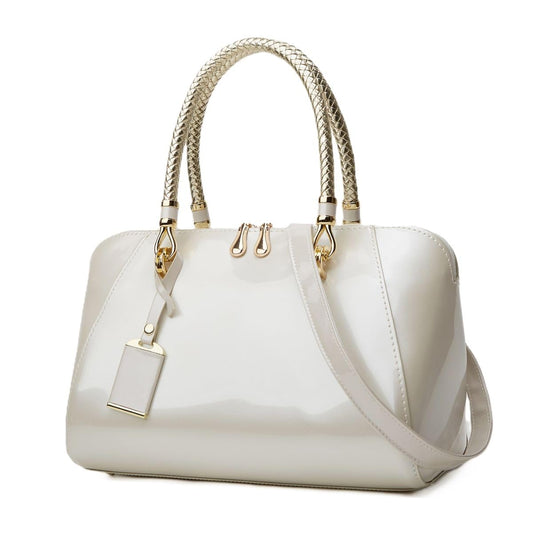 SYGA Gloosy versatile patent leather women's bags, texture and personality, portable Handbag, crossbody bag(BEIGE)