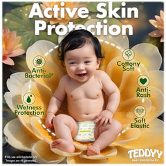TEDDYY Easy Baby M Size Diaper Tape Style |126 Count (Medium) | 6-11 kgs (Pack of 2) | Quick Absorbency | Extra Super Soft | Anti - Bacterial | Wetness Indicator with Adjustable Grip Tapes