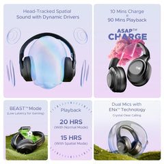 boAt Nirvana Eutopia Bluetooth Headphones with Head Tracking Function, Spatial Audio,20 HRS Playtime, ENx™ Tech, ASAP™ Charge, Hearables App(Android & iOS Compatible)(Primia Black)