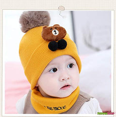 SYGA Unisex Baby Cap for Infant Taddy Winter Cap 12-24 Month - Beige