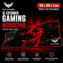 WAR HAMMER GX1050 Extended Size Gaming Mouse Pad| Stitched Edges| Non-Slip Rubber Base|Computer Laptop|Keyboard Mouse Pad for Office & Home (Extended XXL, GX3050 AR120)
