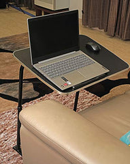 TABLE MAGIC- BADE Multipurpose Laptop Table Mat Finish - Adjustable, Foldable, Portable, Engineered Wood Top with Footrest, Top Size 60 * 45cm (X-Large, Midnight Black)