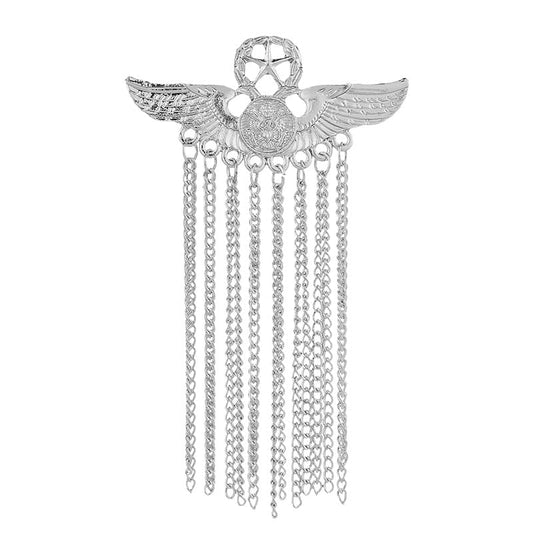SYGA Men's & Women Suit Shirt Stud Lapel Pin Chain Tassel Brooch Pin with Crystal Chain(Badge Tassel silver)