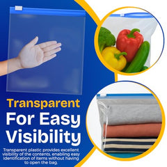 GREENTWISH Zip 'N' Seal Reusable Transparent Storage Bag with Slider Zip Lock, Organiser for Clothes, Shoes, Garment, Home and Travel, Space Saver Plastic Bag | Jumbo Size (14x16 Inch) | 30 Bags