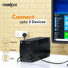 FRONTECH UPS Force Static Converter - 600VA/360W | 12V/7Ah Lead Acid Battery, Maintenance Free Battery, LED Indicator, Power Backup & Protection for Home/Office PC and Desktop (2569 - Black)