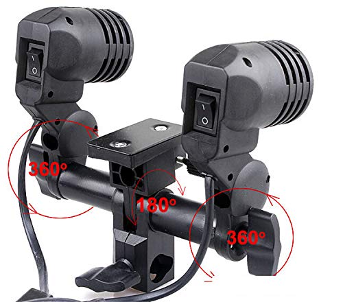 SYGA Double E27 AC Swivel Socket Umbrella Bracket Flash Lamp Bulb Holder