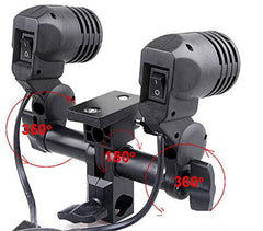 SYGA Double E27 AC Swivel Socket Umbrella Bracket Flash Lamp Bulb Holder