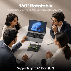 Zebronics NS5500 Rotatable Laptop Cooling Stand, Up to 17-Inch, 360° Rotation, Metal Body, USB Powered Cooling, LED Lights, 3 USB, 2 Type-C Ports, Multi-Angle, Foldable, 5kg Capacity,Anti Rust (Black)