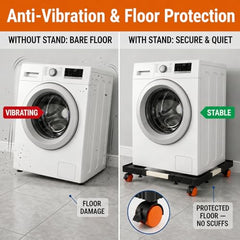 Yemark Heavy Duty Washing Machine Trolley Stand 40-64 cm | Adjustable Appliance Base with Wheels & Lock | Anti-Slip Refrigerator Stand for Fridge, Cooler, Dishwasher & Washing Machine